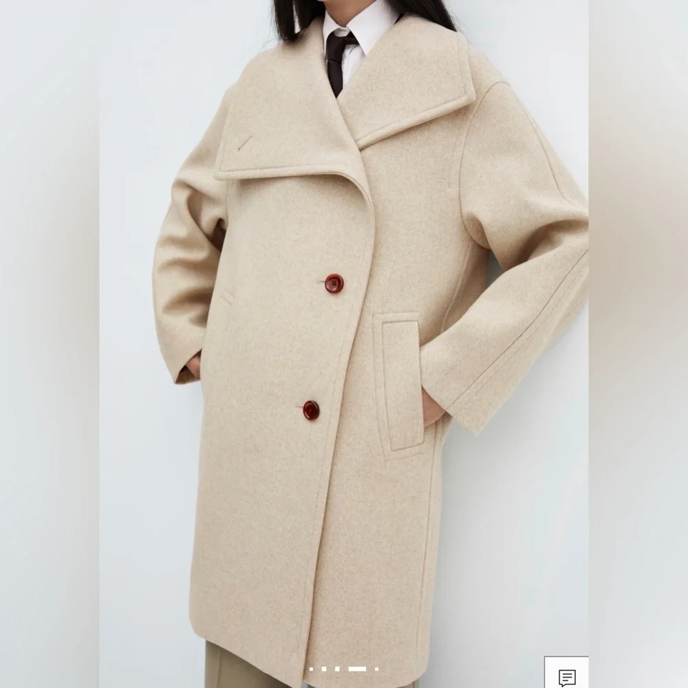 Mango Maxi Lapel Wool Coat - Picture 4 of 9